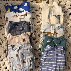 Assorted Baby Sleep Sacks - Multicolor Dino & Stripe Prints